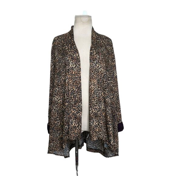 Just Nicole leopard print long sleeves open front lightweight blazer size 16W - Picture 8 of 13